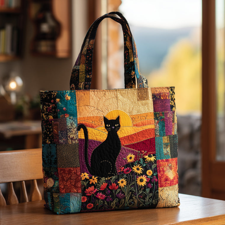 The Sunset Cat Quilted Tote