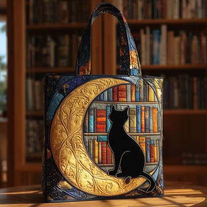 Black Cat Silhouette Quilted Tote