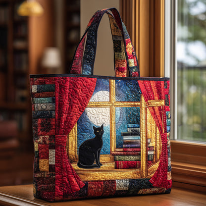 Black Cat Window Scene Tote Bag