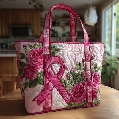 Pink Ribbon Roses Tote Bag