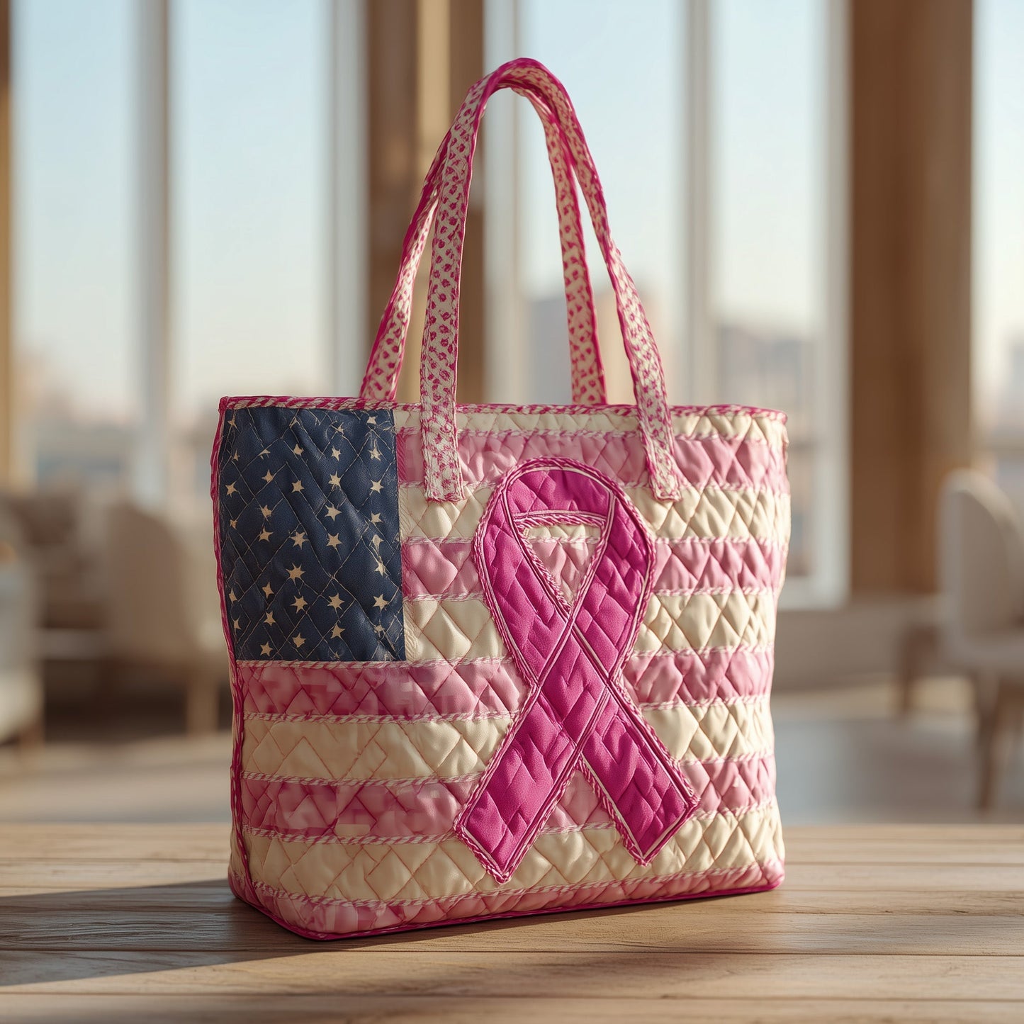 Pink Breast Cancer Ribbon Tote Bag