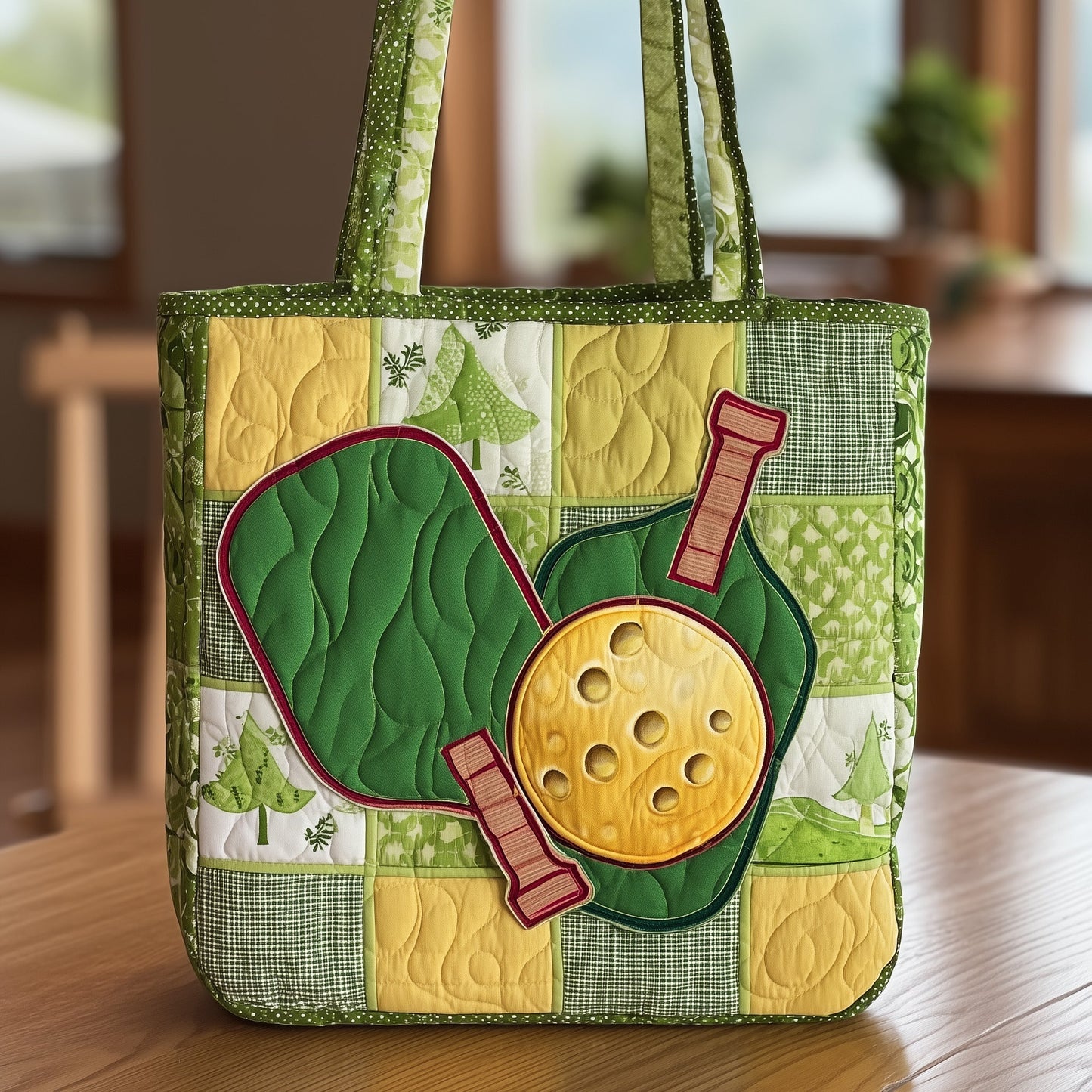 Pickleball Paddle Ball Quilted Tote