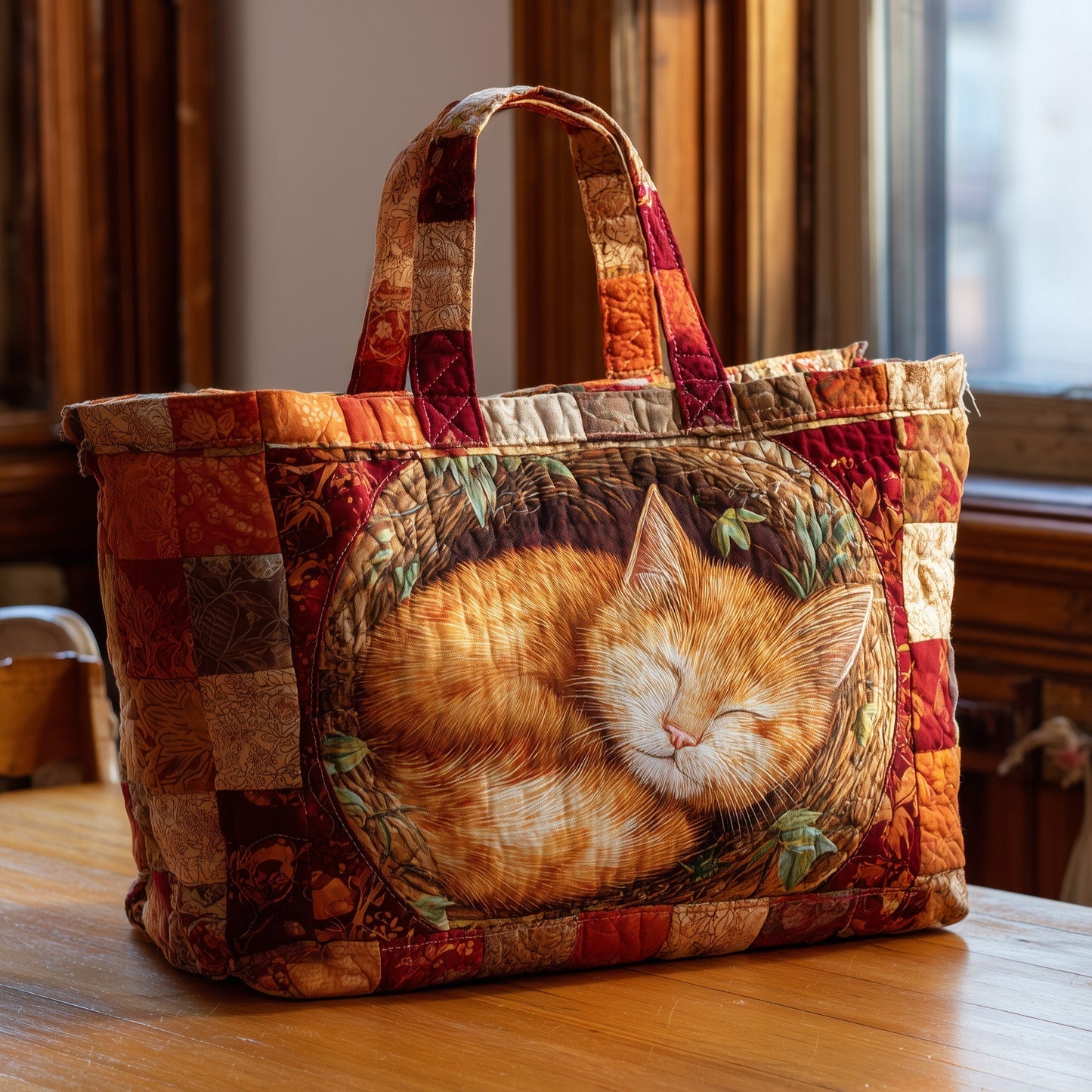 Sleeping Cat Illustration Tote Bag