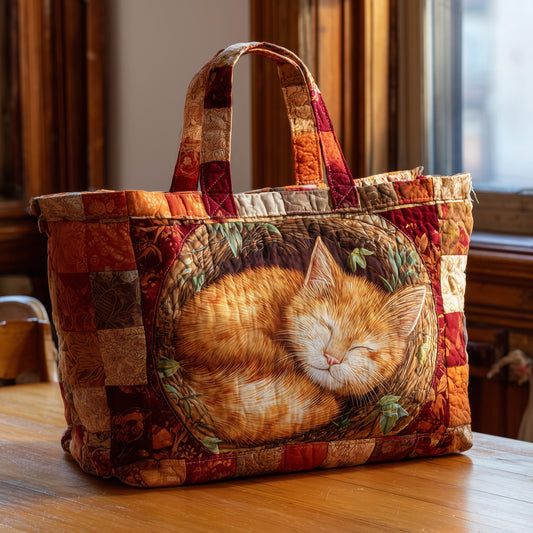 Sleeping Cat Illustration Tote Bag
