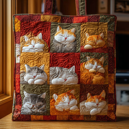 Sleeping Cats Patchwork Tote Bag