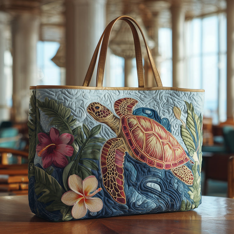 Everyday Turtle Floral Tote Bag