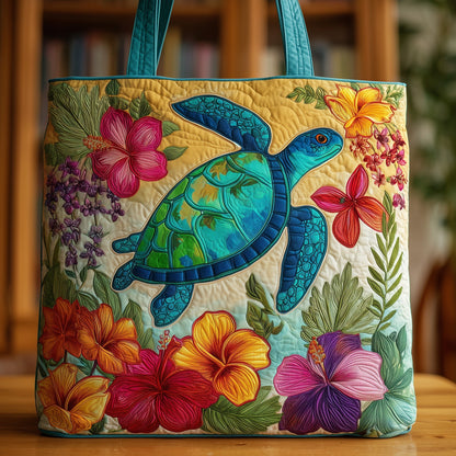 Everyday Turtle Floral Quilted Tote