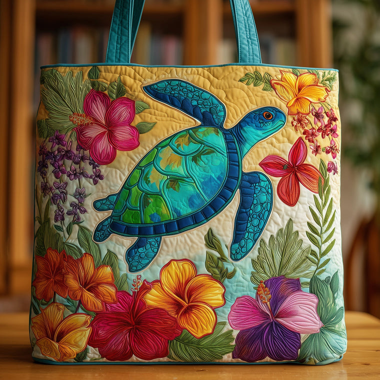 Everyday Turtle Floral Quilted Tote