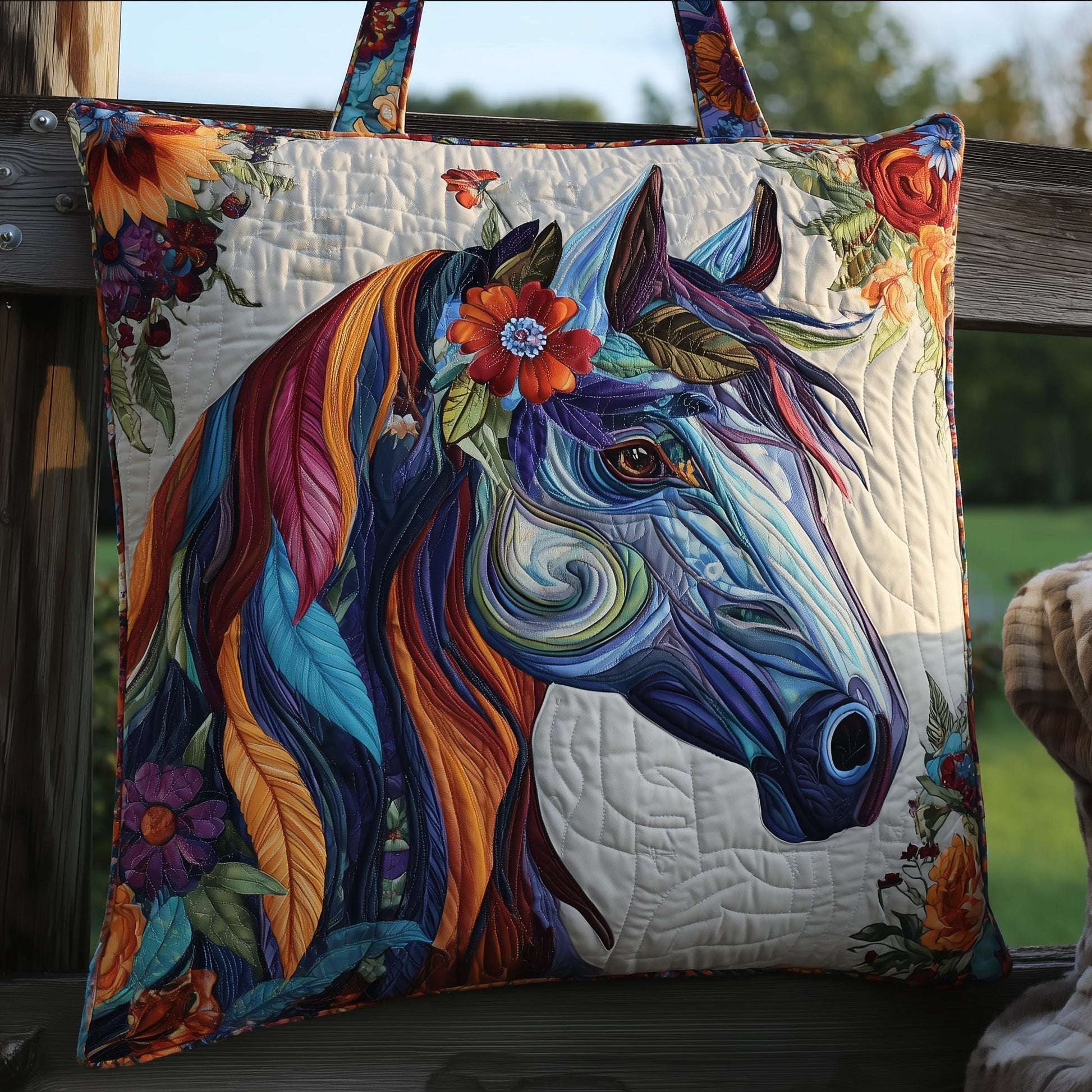 Colorful Horse Portrait Tote Bag