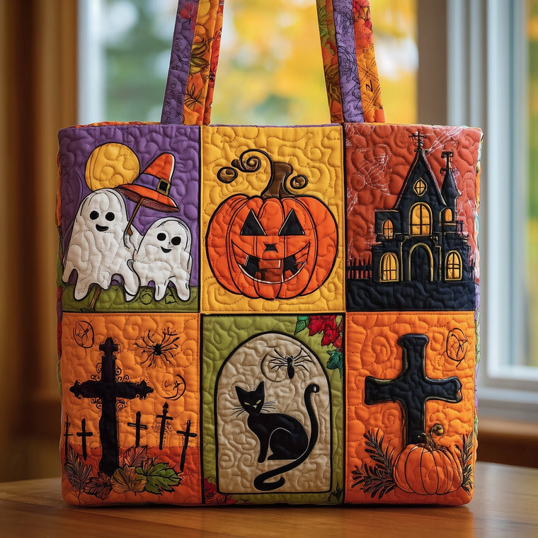 Halloween Patchwork Motif Tote Bag