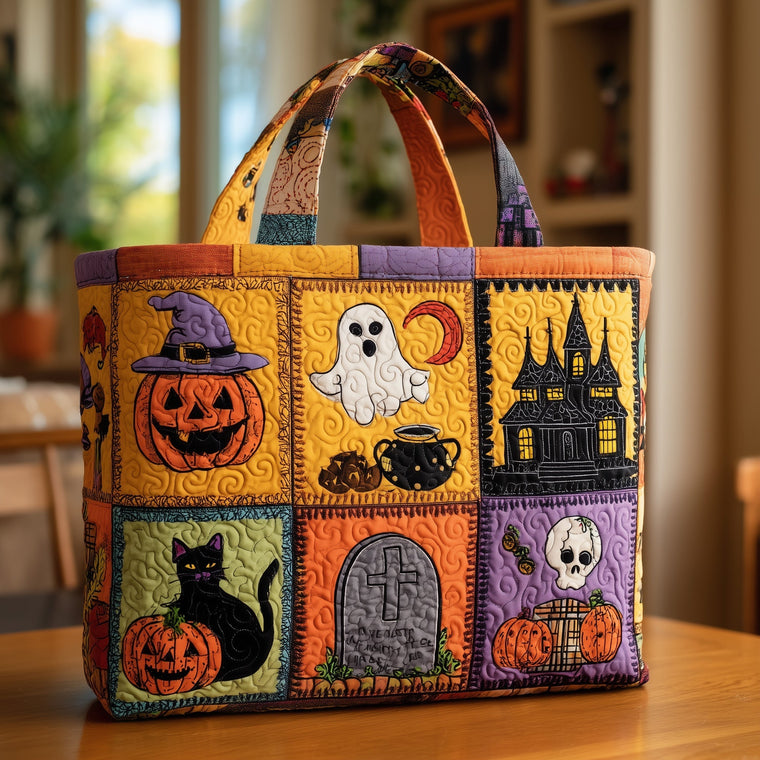 Halloween Patchwork Quilt Quilted Tote