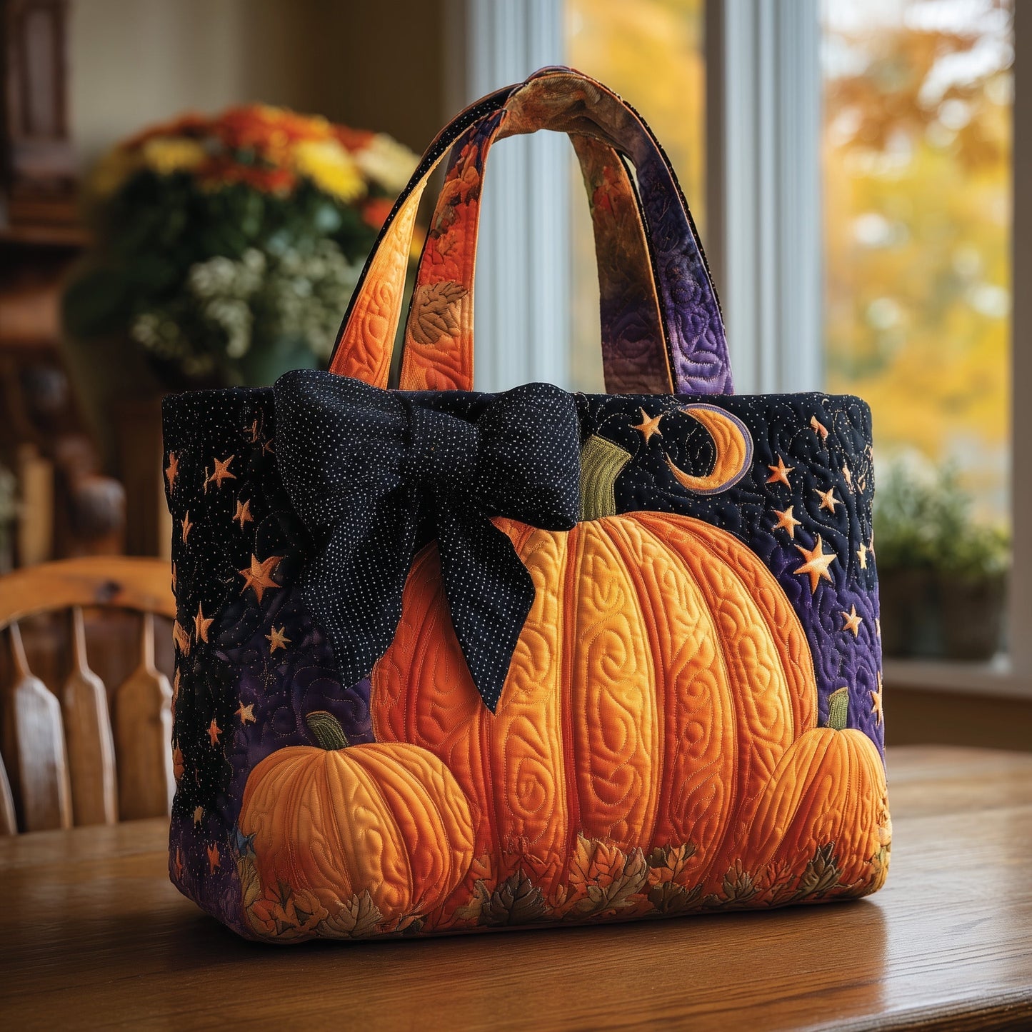 Everyday Pumpkins Moon Quilted Tote