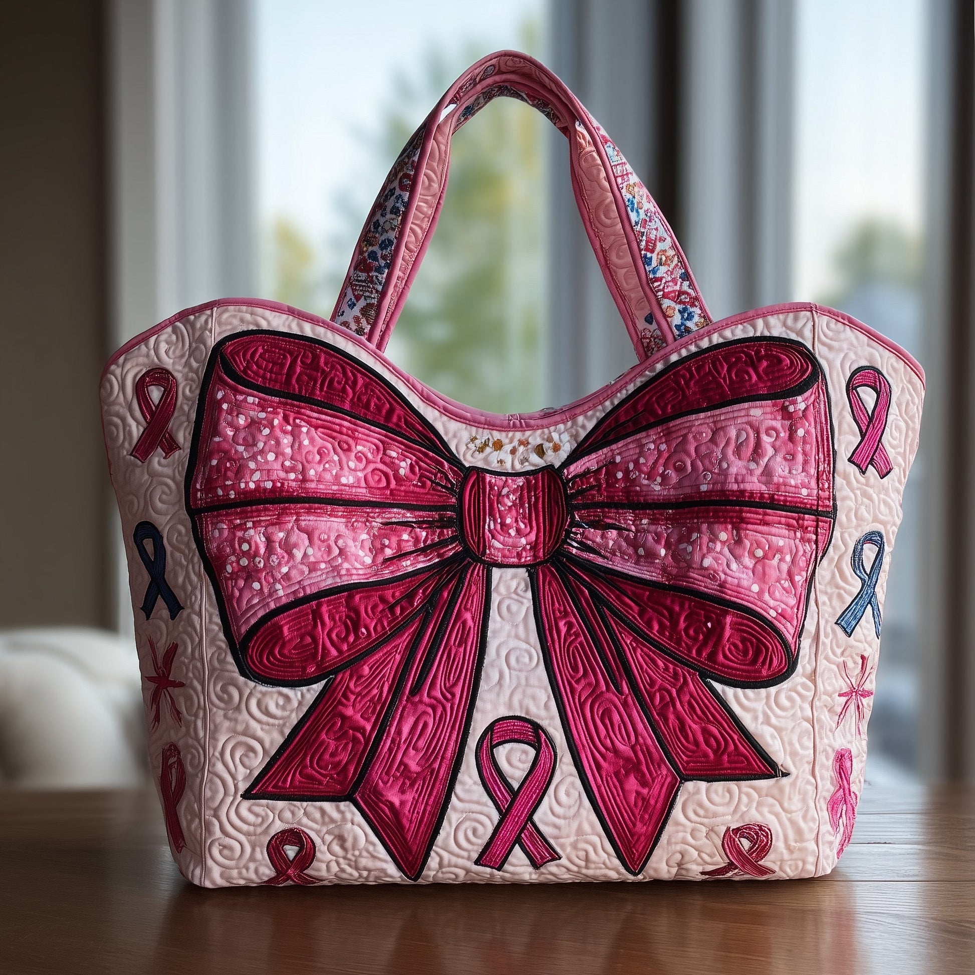 Pink Ribbon Bow Tote Bag