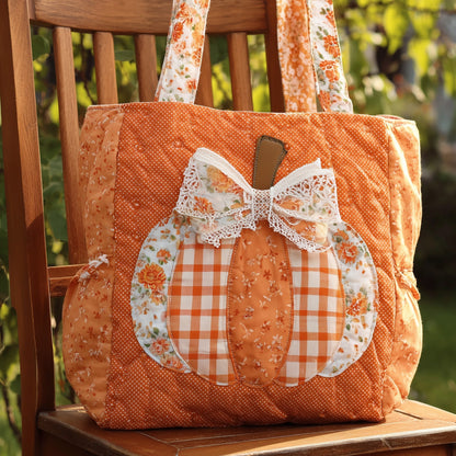 Everyday Lace Pumpkin Quilted Tote