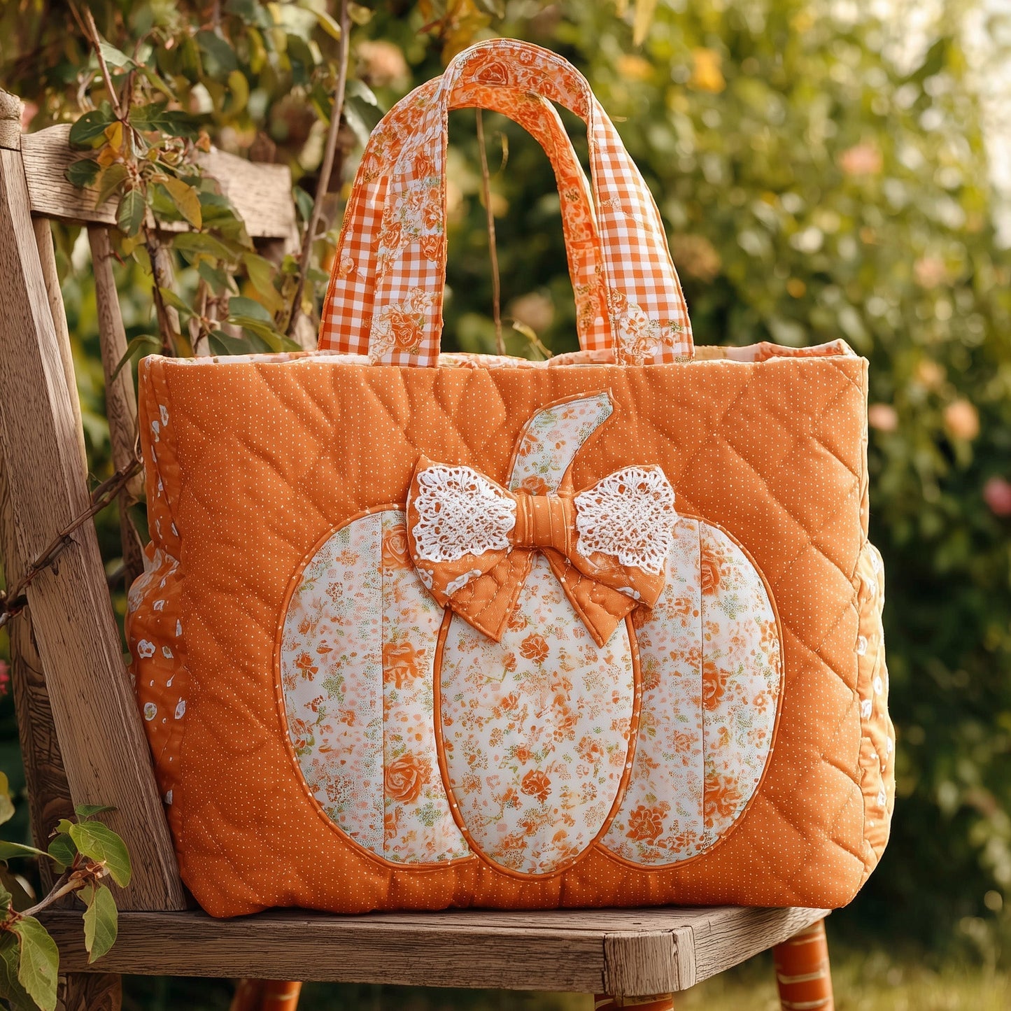 The Lace Pumpkin Quilted Tote 4267