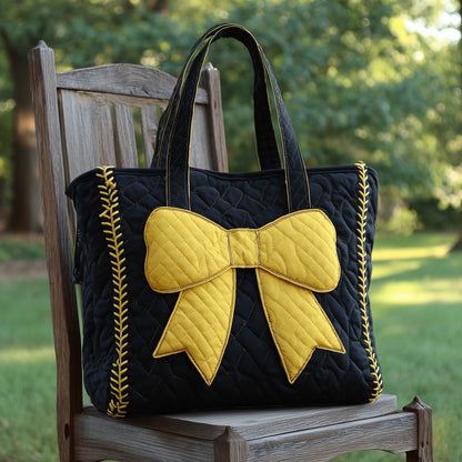 Softball Stitching Bow Tote Bag