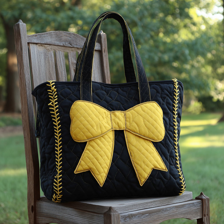Softball Stitching Bow Tote Bag