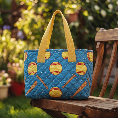 Everyday Softballs Bats Quilted Tote