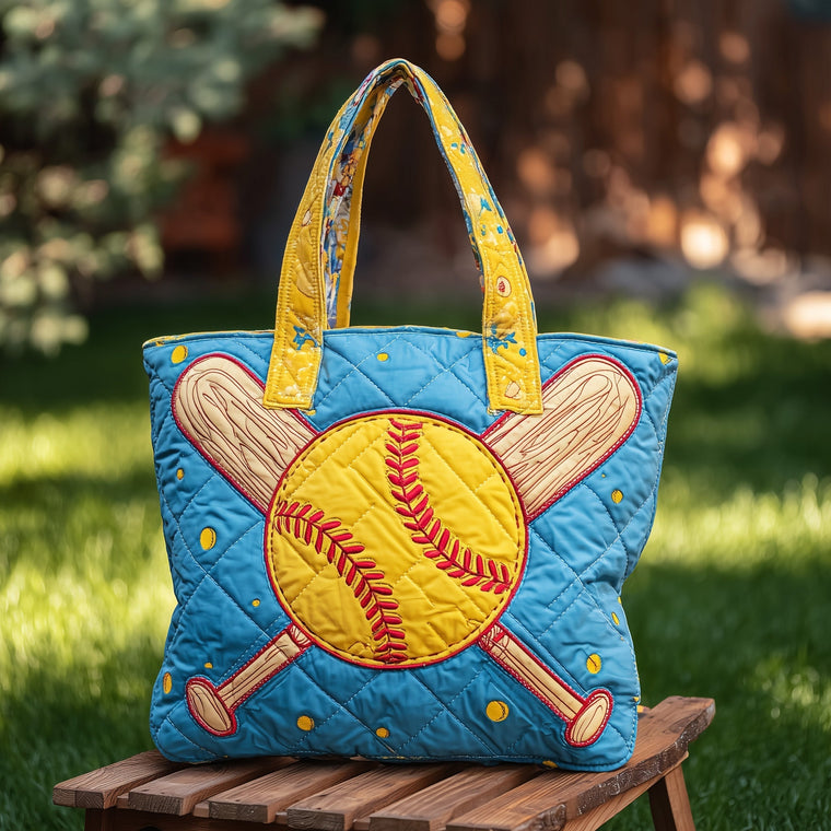 Everyday Softball Bats Quilted Tote