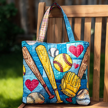 Softball Equipment Hearts Quilted Tote