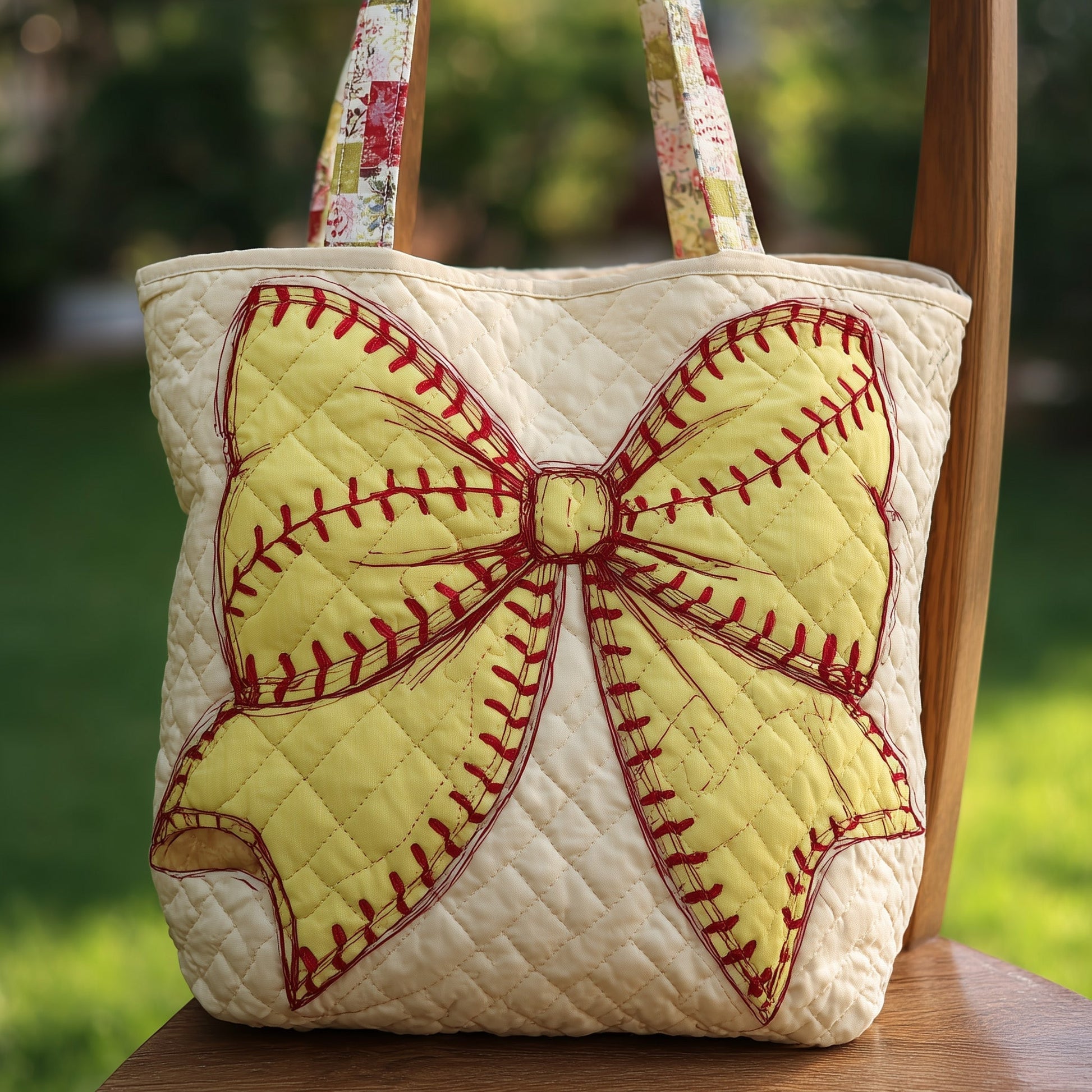 Softball Bow Motif Tote Bag