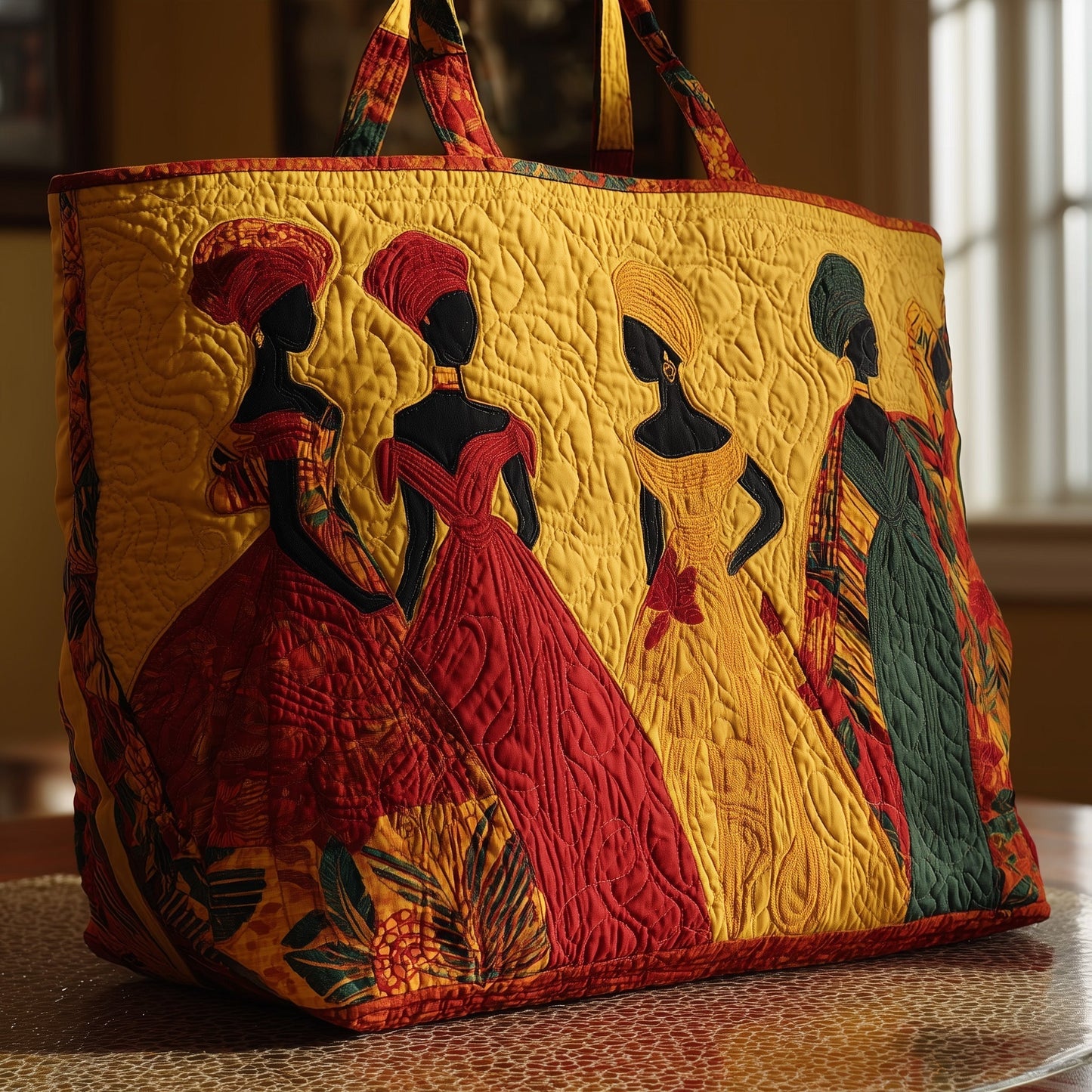 African Women Silhouettes Quilted Tote