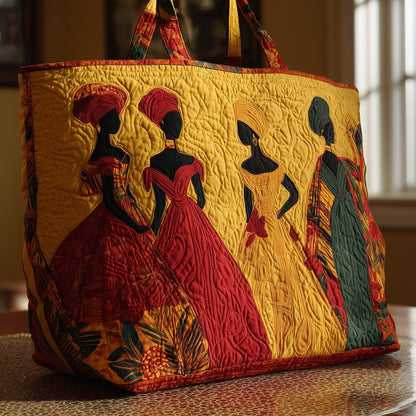 African Women Silhouettes Quilted Tote
