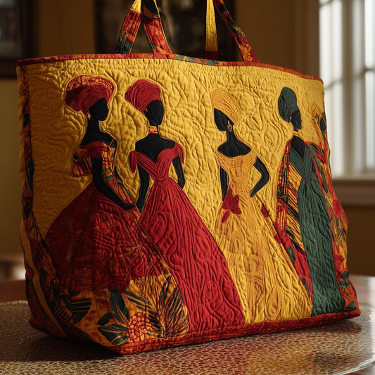 African Women Silhouettes Quilted Tote