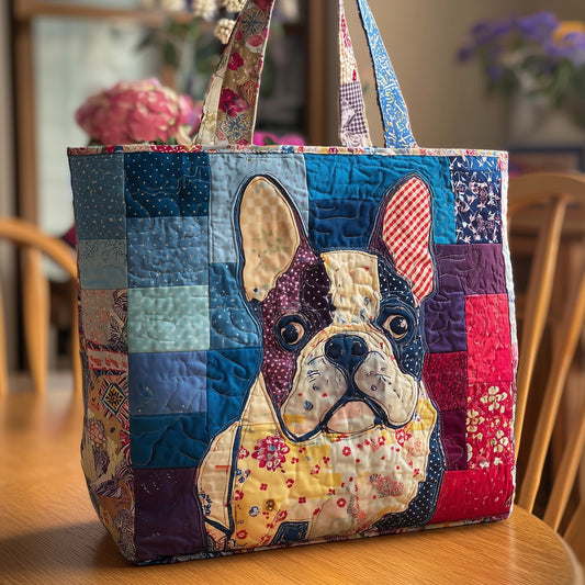 French Bulldog Patchwork Quilted Tote