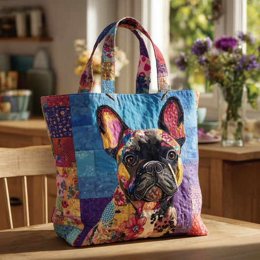 French Bulldog Portrait Quilted Tote