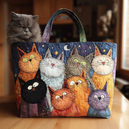 Colorful Whimsical Cats Tote Bag