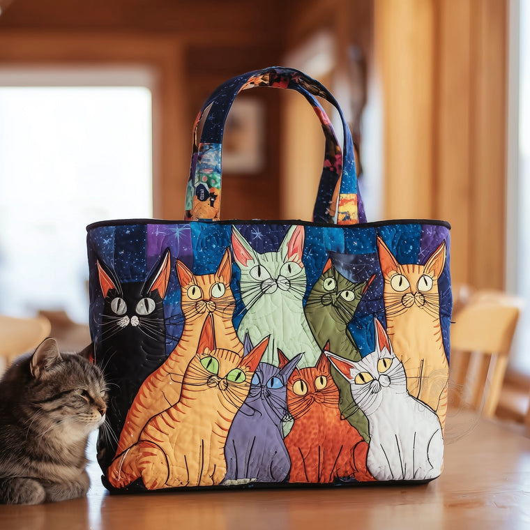 Colorful Cat Faces Tote Bag