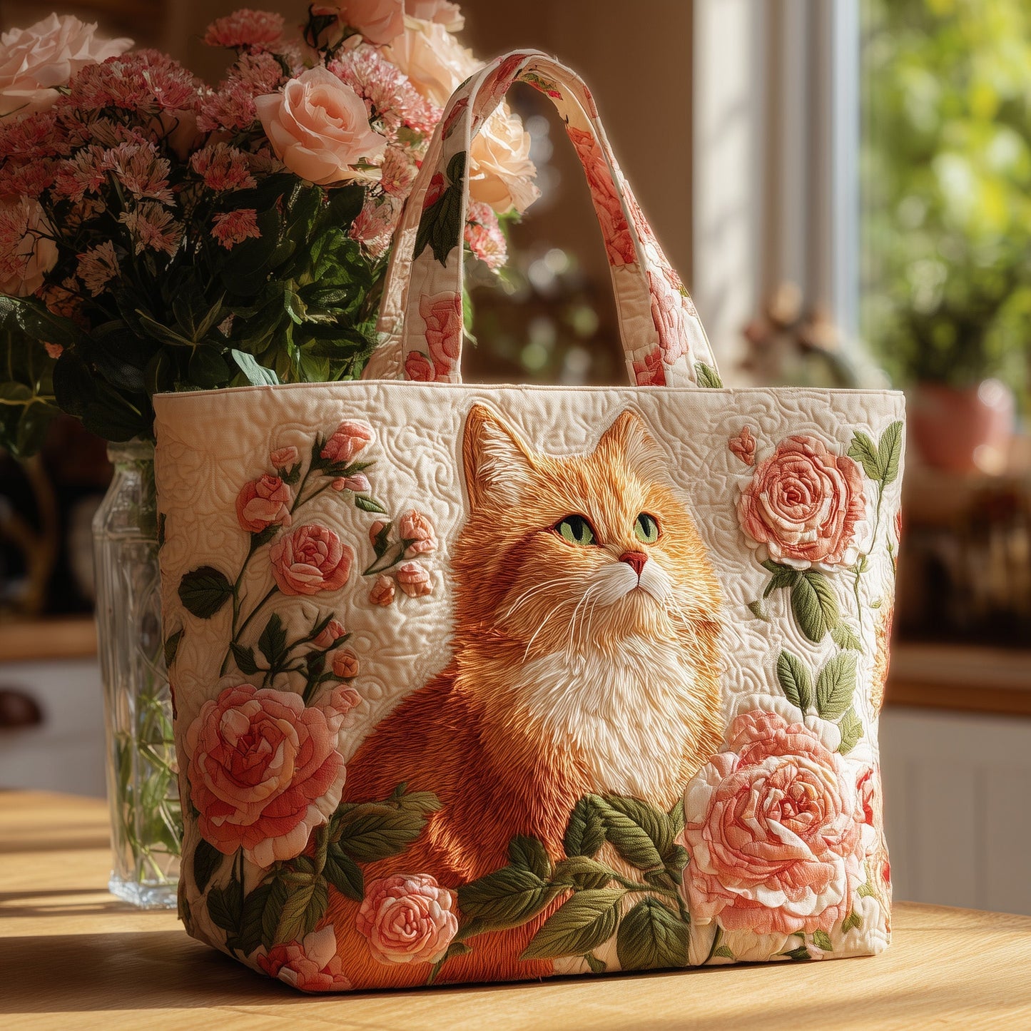 The Cat And Rose Quilted Tote 4407
