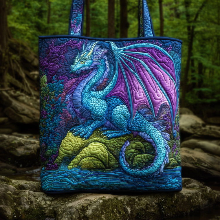 Blue Purple Dragon Quilted Tote