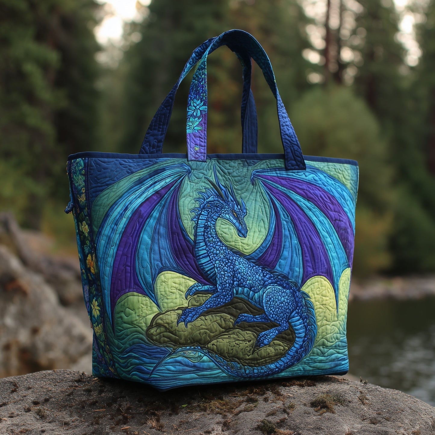Blue Purple Dragon Tote Bag