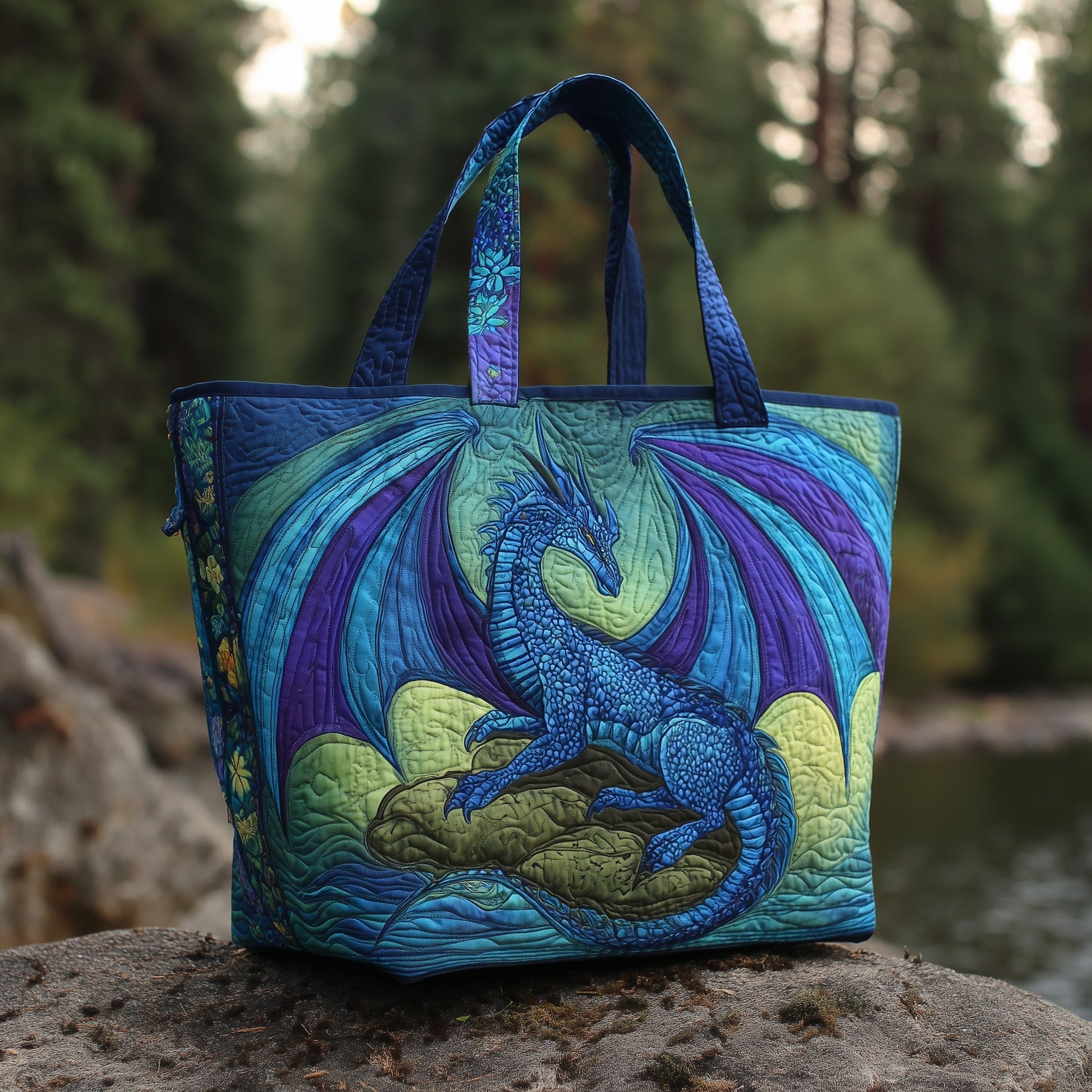 Blue Purple Dragon Tote Bag