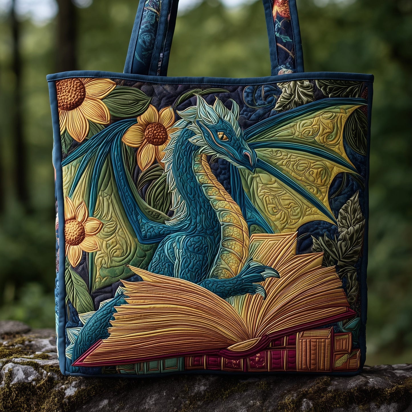 Blue Dragon Sunflowers Tote Bag