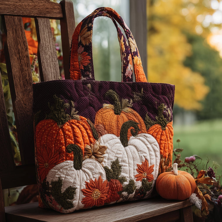 Pumpkins Autumn Flowers Tote Bag