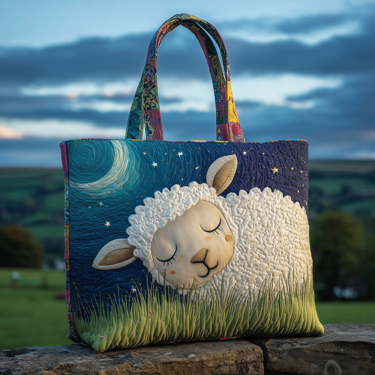 Sleepy Sheep Night Sky Quilted Tote