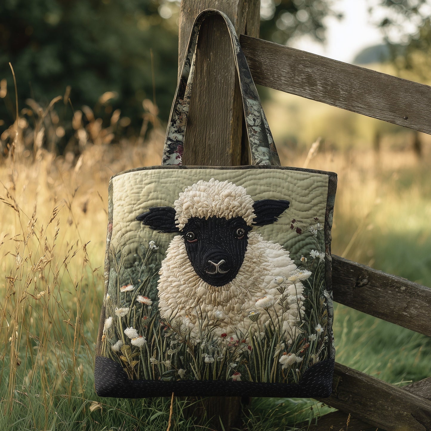 Everyday Sheep Portrait Quilted Tote