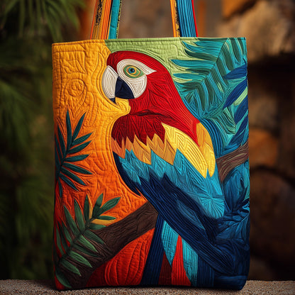 Colorful Parrot Bird Quilted Tote