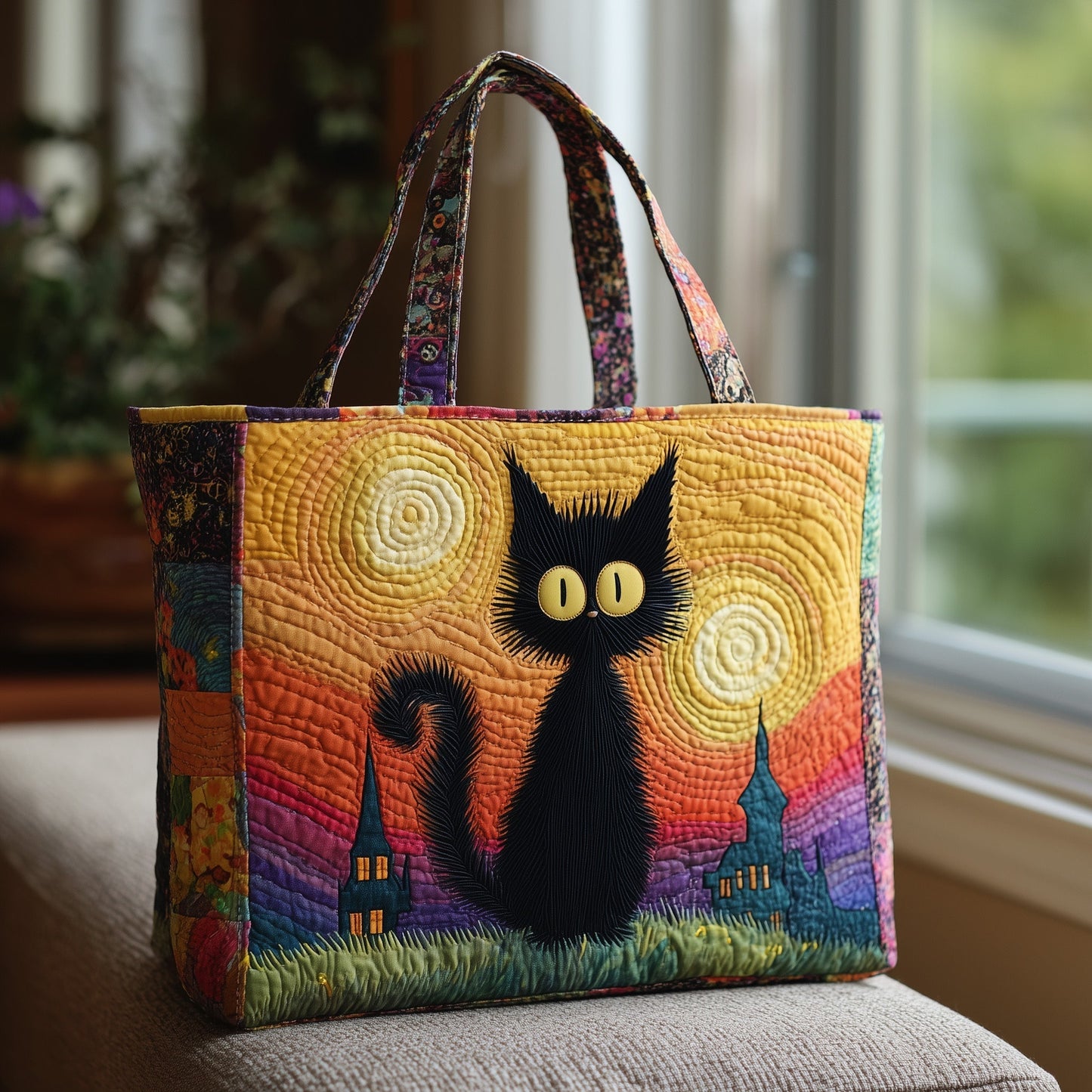 The Starry Cat Quilted Tote