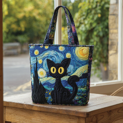 Black Cat Starry Night Tote Bag