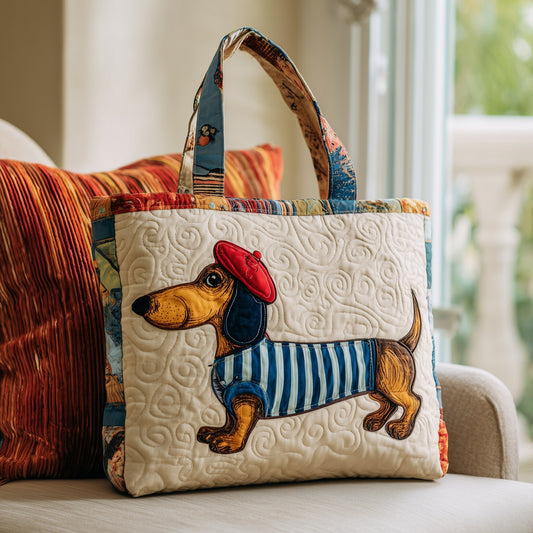 Dachshund Dog Artwork Quilted Tote