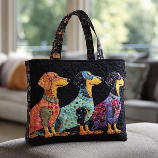 The Playful Dachshund Quilted Tote 4548