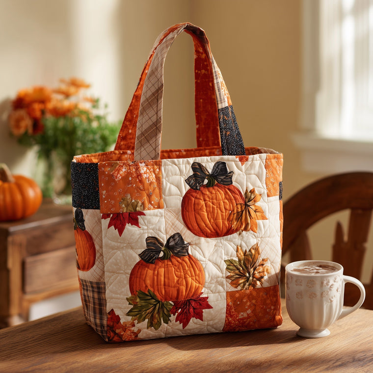 Pumpkin Autumn Leaves Tote Bag
