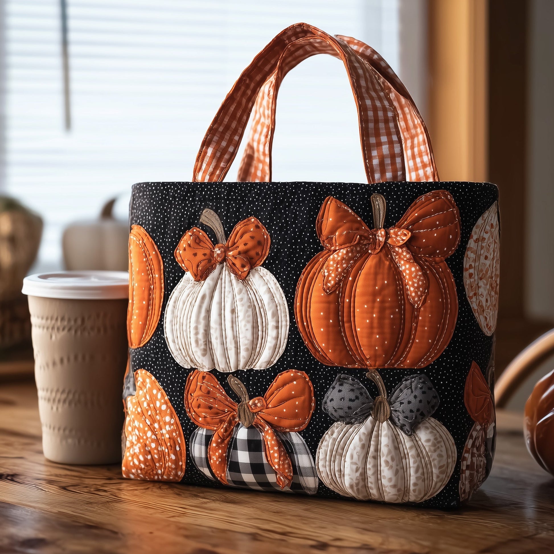 Everyday Pumpkin Applique Quilted Tote