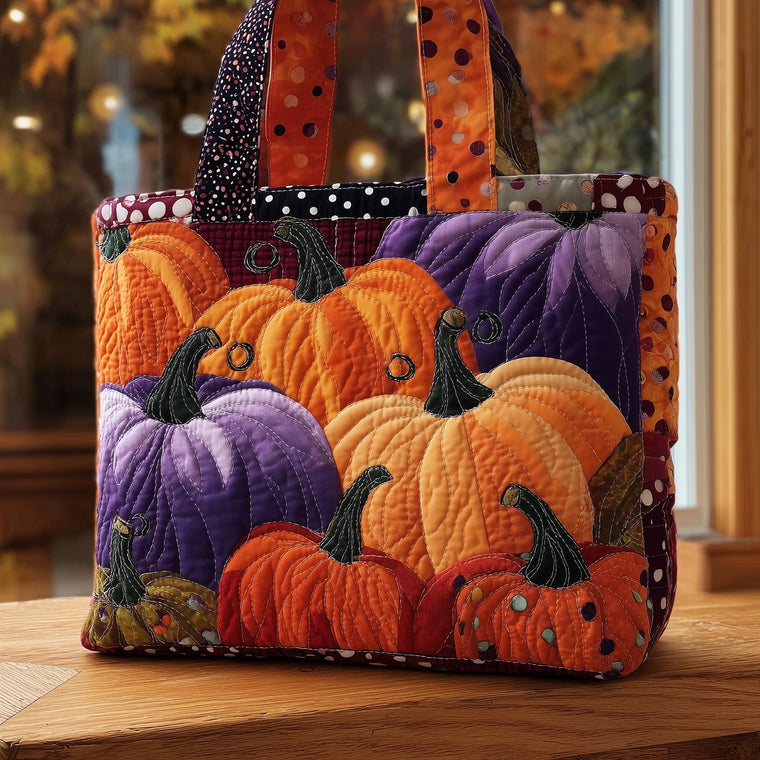 Pumpkins Autumn Patchwork Quilted Tote