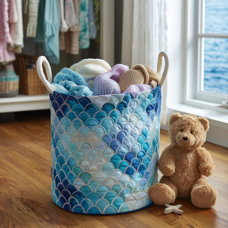 The Elegant Mermaid Quilted Laundry Basket Tote 4689