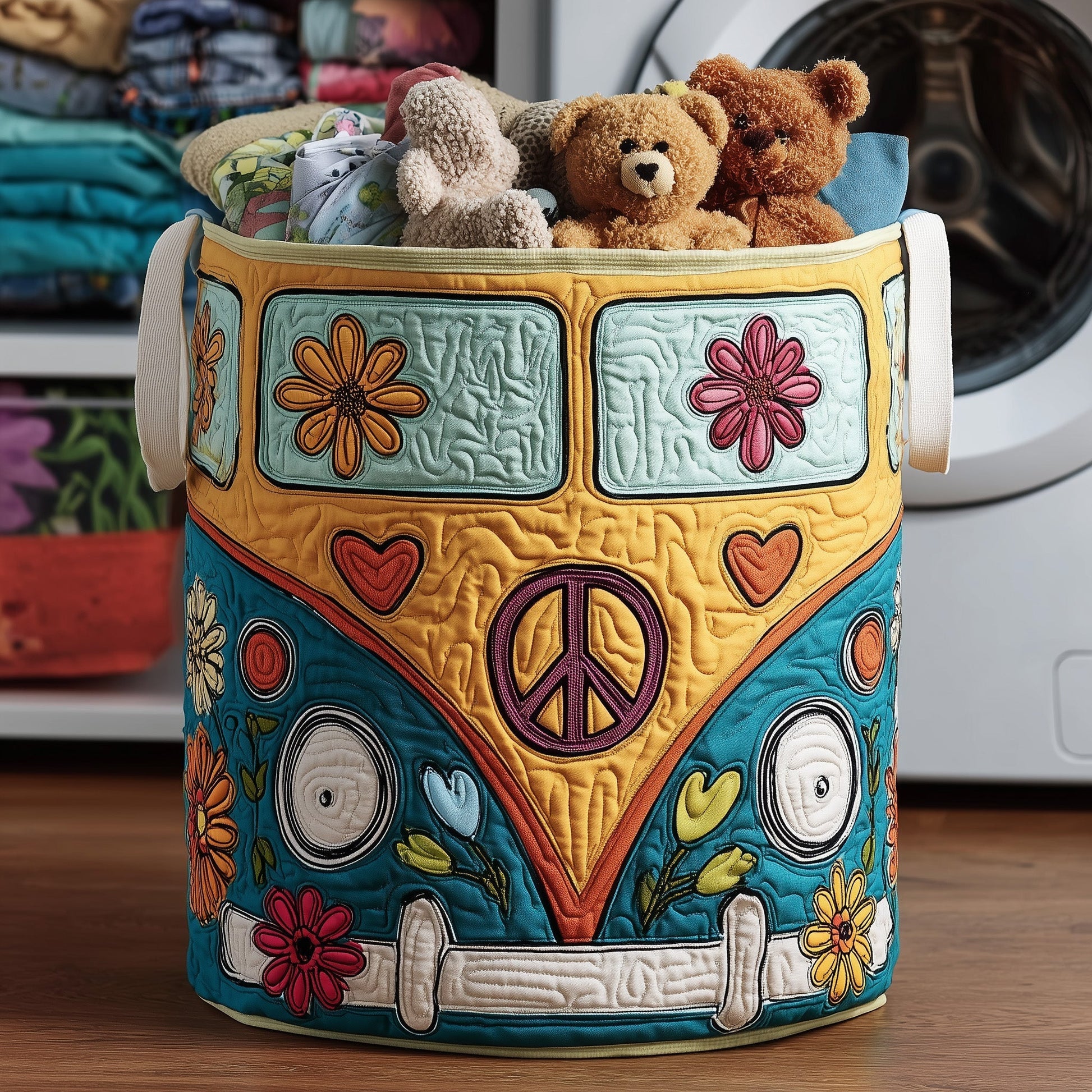 The Hippie Van Quilted Laundry Basket Tote 4695